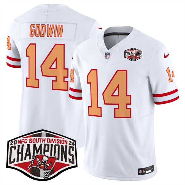 Men%27s Tampa Bay Buccaneers #14 Chris Godwin White F.U.S.E. 2024 NFC South Champions Limited Stitched Jersey